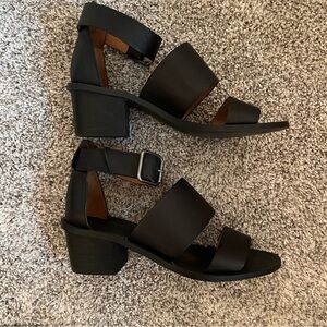 Madewell Black Leather Strappy Block Heel Warren Sandals 6
